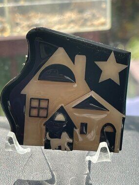 Vtg House Pins By Lucinda Brooch Pin Two-Story House & Doghouse Design With Star